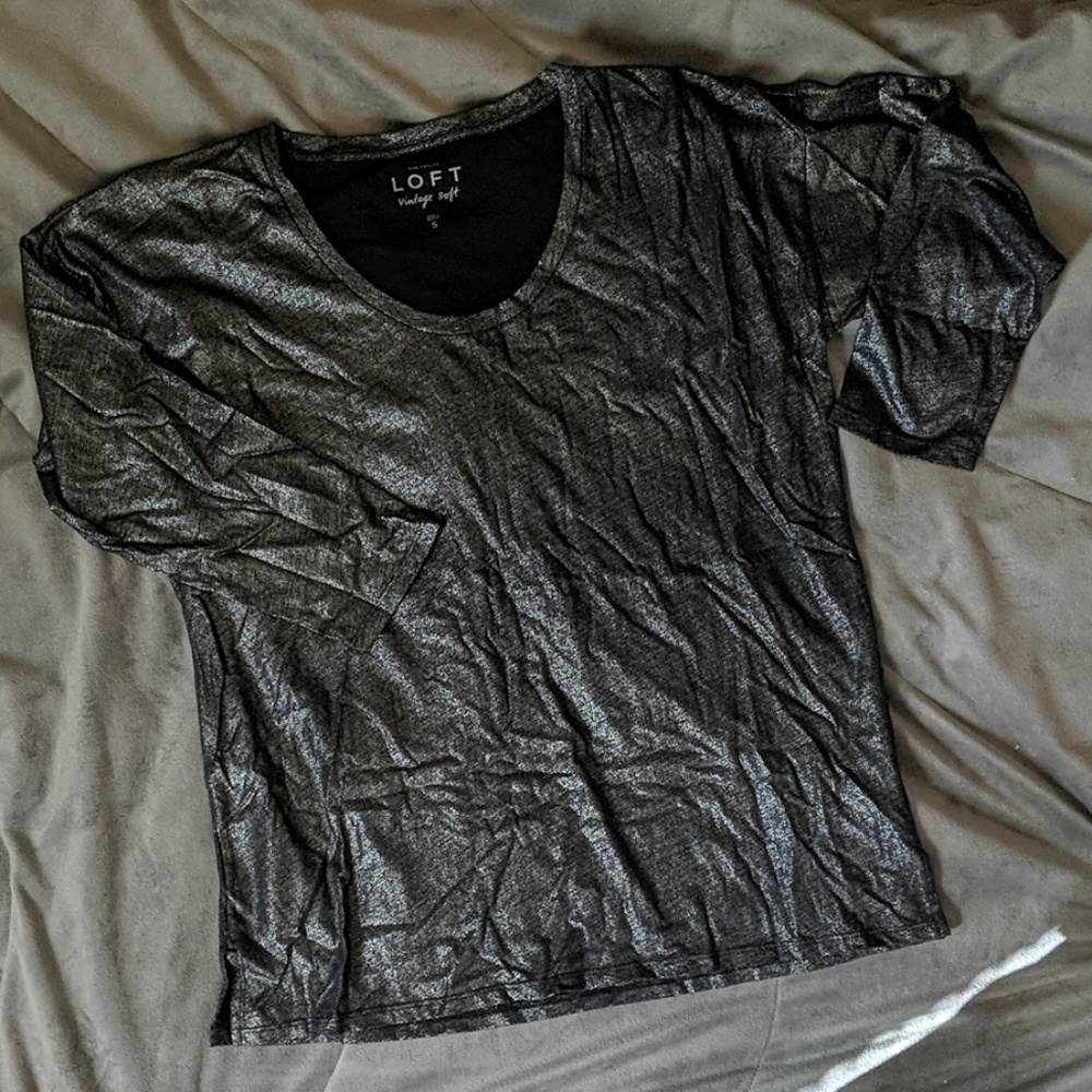 LOFT VINTAGE SOFT GREY GLITTER 3/4 EUC